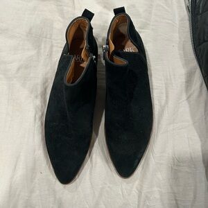 Franco Sarto Black Suede Ankle Boots 6M